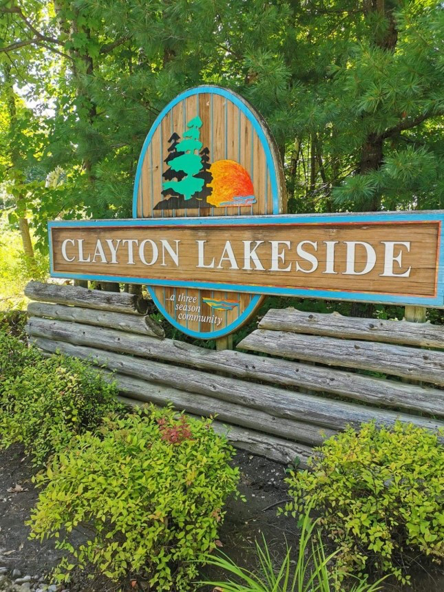Clayton lakeside entrance sign